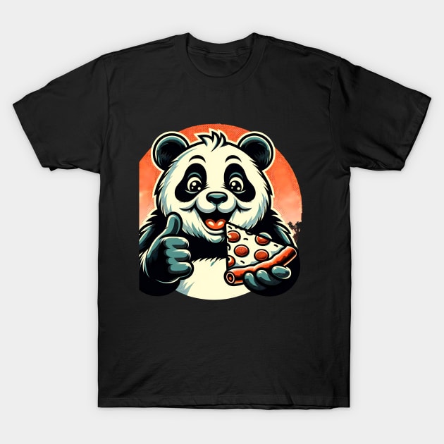 Panda Bear Eating Pizza T-Shirt by dukito